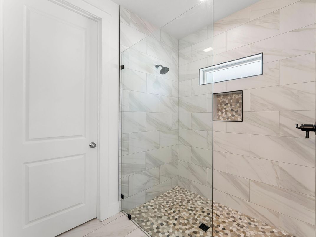 Bathroom, Glass Shower, Interior, Marble Walls