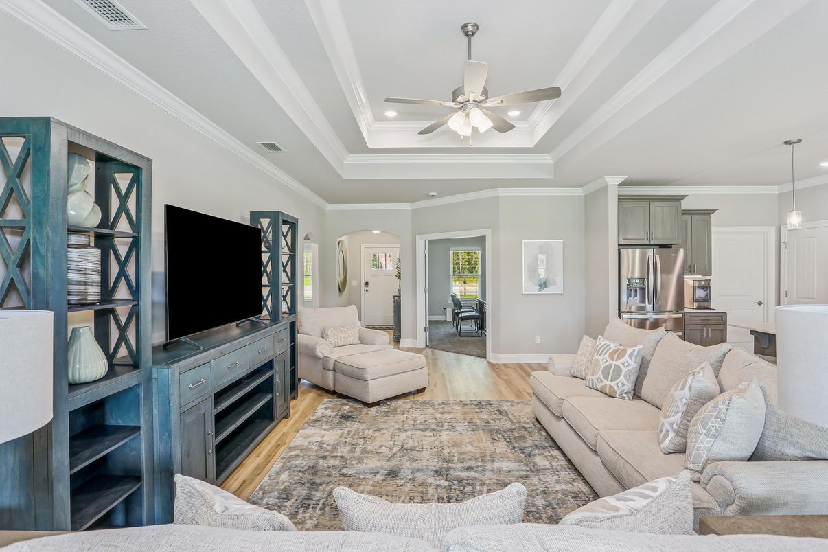 Interior, Kitchen, Living room, Pendant Lights, Recessed Lighting, Stainless Steel Appliances, Wood Texture Flooring