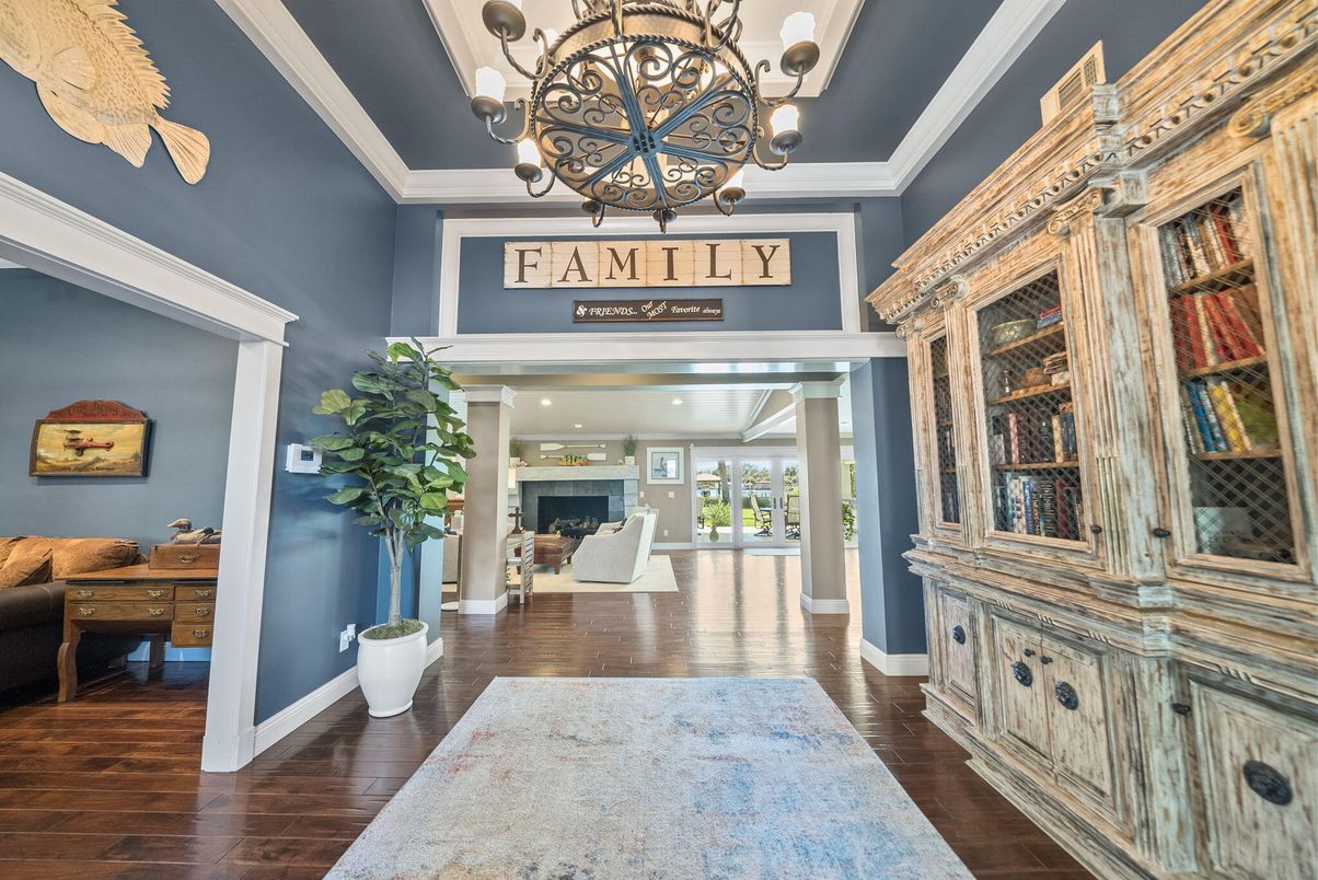 Chandelier, Fireplace, Interior, Recessed Lighting, Wood Texture Flooring