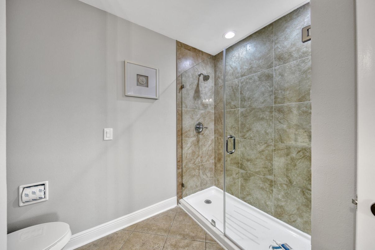 Bathroom, Glass Shower, Interior, Recessed Lighting