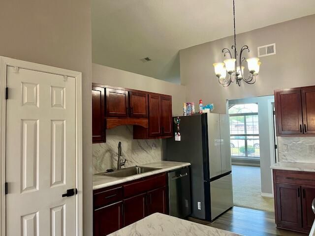 Chandelier, Interior, Kitchen, Marble, Marble Walls, Wood Texture Flooring