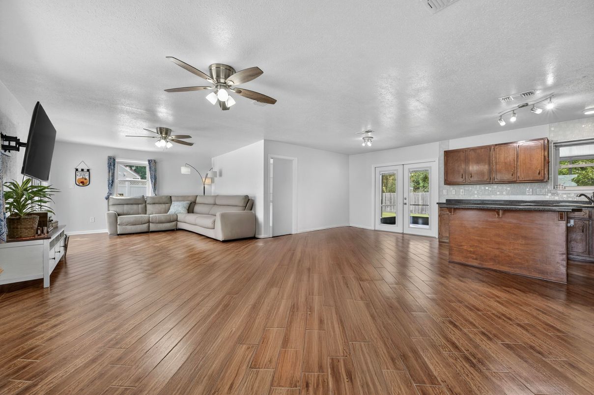 Interior, Kitchen, Living room, Wood Texture Flooring