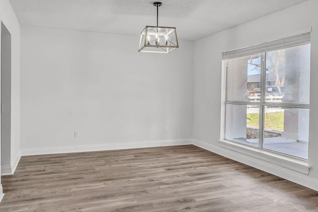 Empty room, Interior, Pendant Lights, Wood Texture Flooring