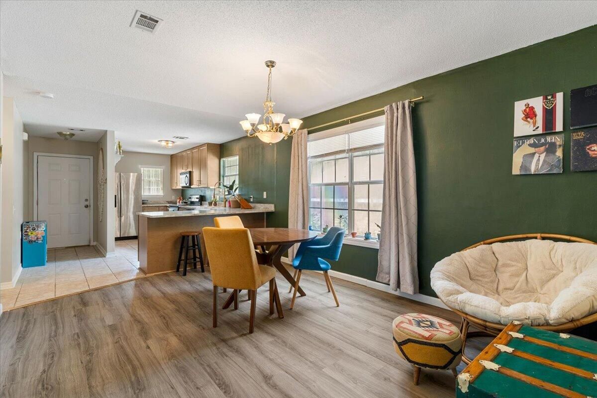 Chandelier, Dining room, Interior, Kitchen, Wood Texture Flooring