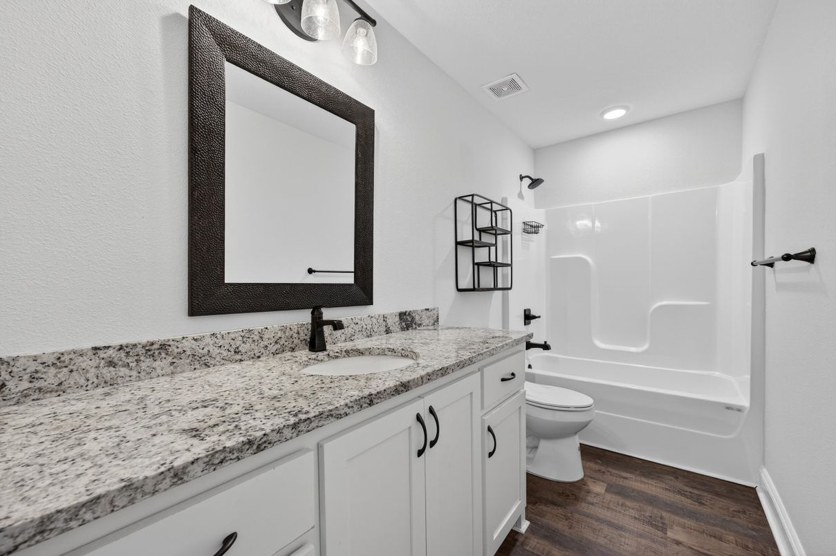 Bathroom, Interior, Recessed Lighting, Wood Texture Flooring
