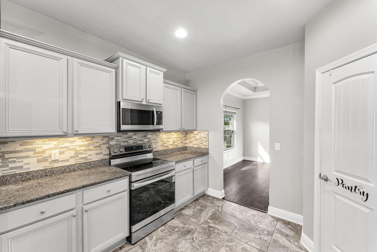 Interior, Kitchen, Recessed Lighting, Wood Texture Flooring