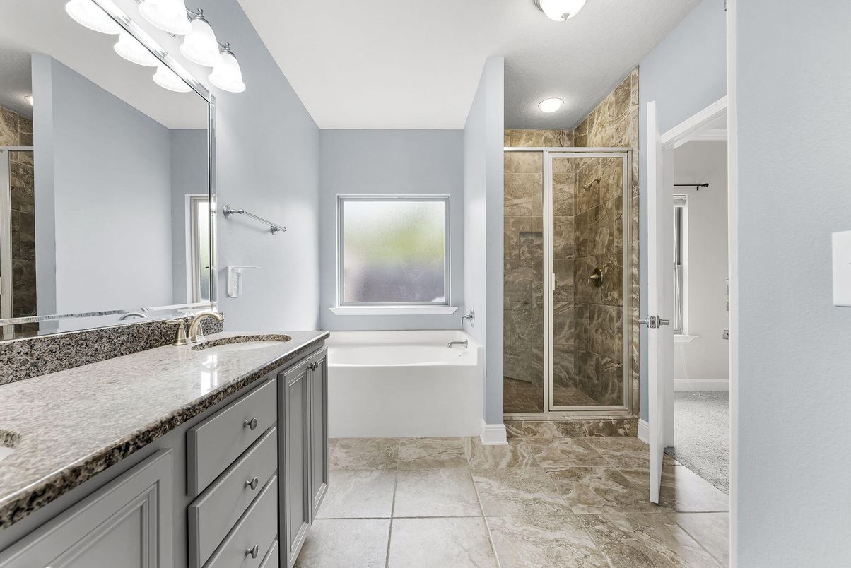 Bathroom, Dual Sink Vanities, Glass Shower, Interior, Recessed Lighting