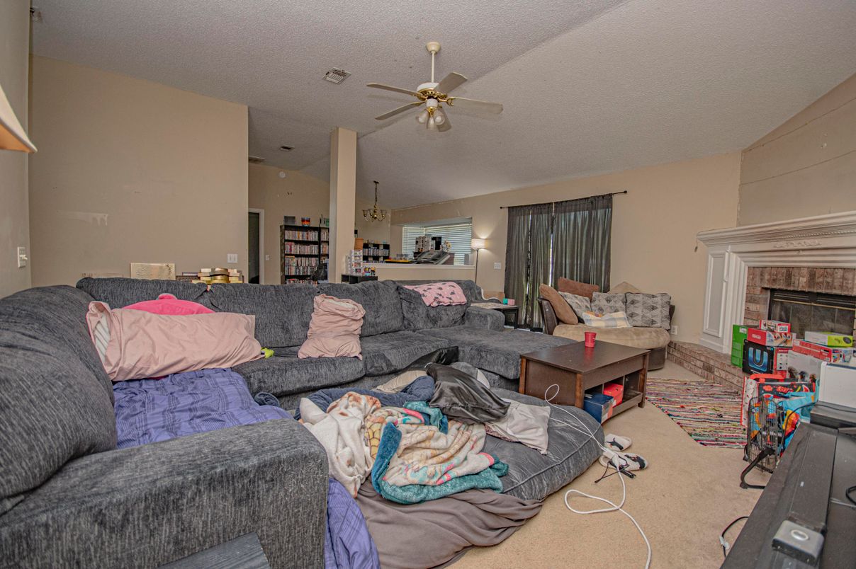 Fireplace, Interior, Living room, Pendant Lights