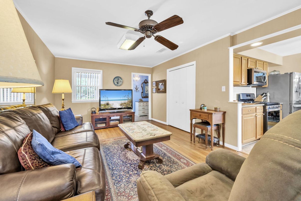 Interior, Kitchen, Living room, Stainless Steel Appliances, Wood Texture Flooring