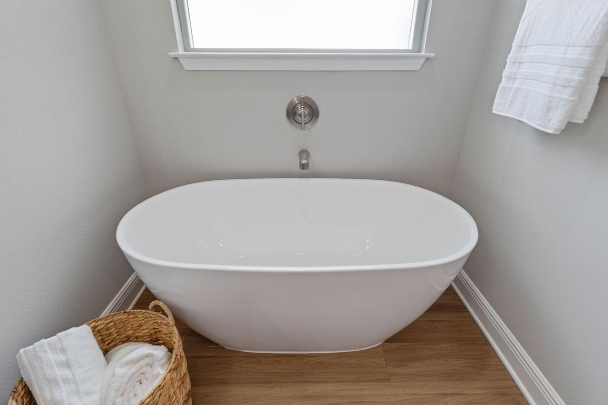 Bathroom, Free Standing Baths, Interior, Wood Texture Flooring