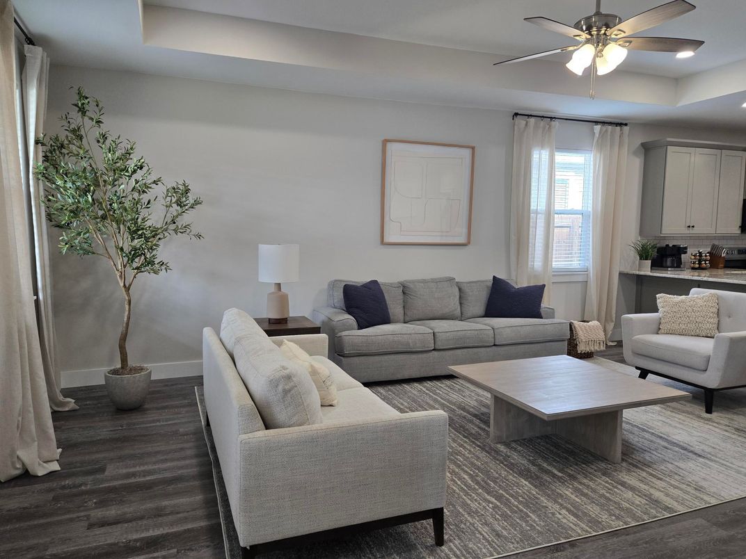 Interior, Living room, Recessed Lighting, Wood Texture Flooring