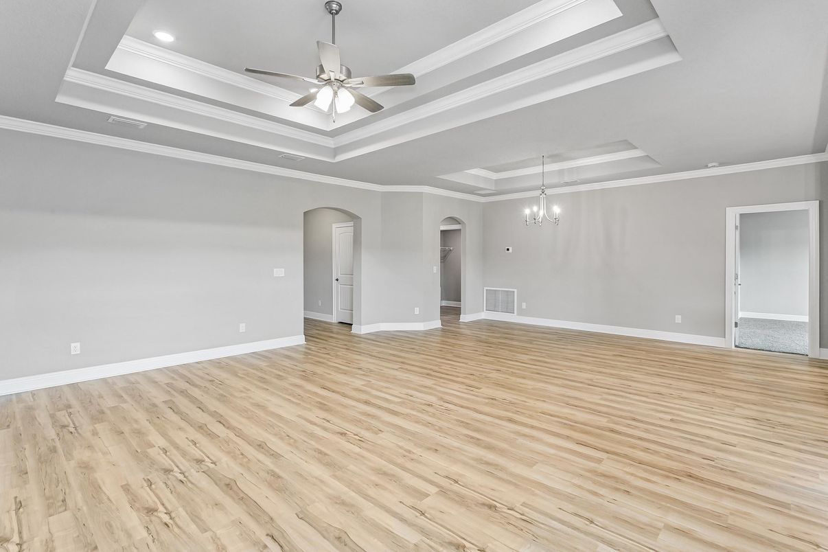 Empty room, Interior, Recessed Lighting, Wood Texture Flooring