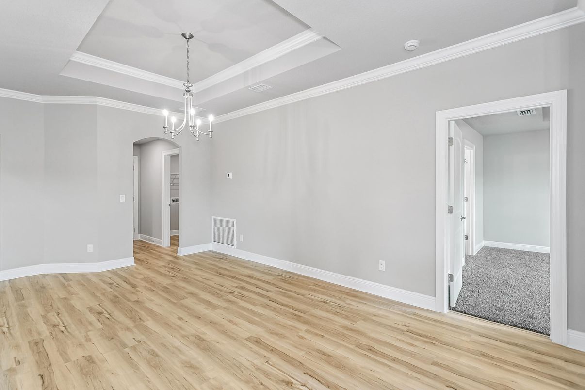 Chandelier, Empty room, Interior, Pendant Lights, Wood Texture Flooring