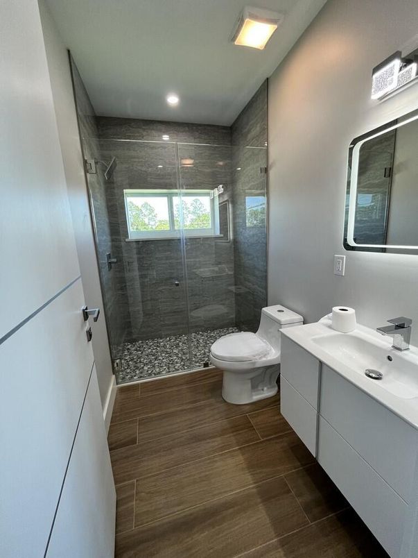 Bathroom, Dual Sink Vanities, Glass Shower, Interior, Recessed Lighting
