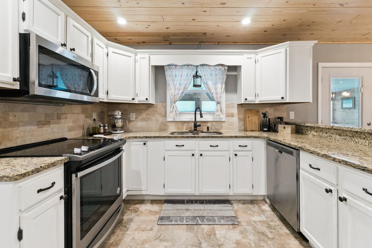 Interior, Kitchen, Recessed Lighting, Stainless Steel Appliances, Wooden Ceilings