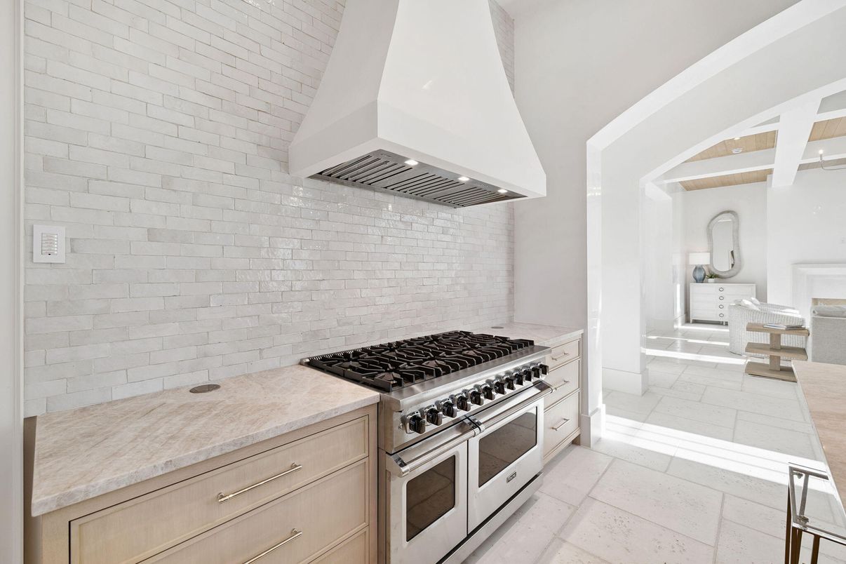 Interior, Kitchen, Stainless Steel Appliances, Stone Walls