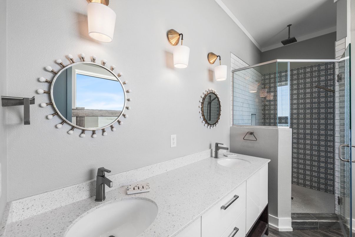 Bathroom, Dual Sink Vanities, Glass Shower, Interior