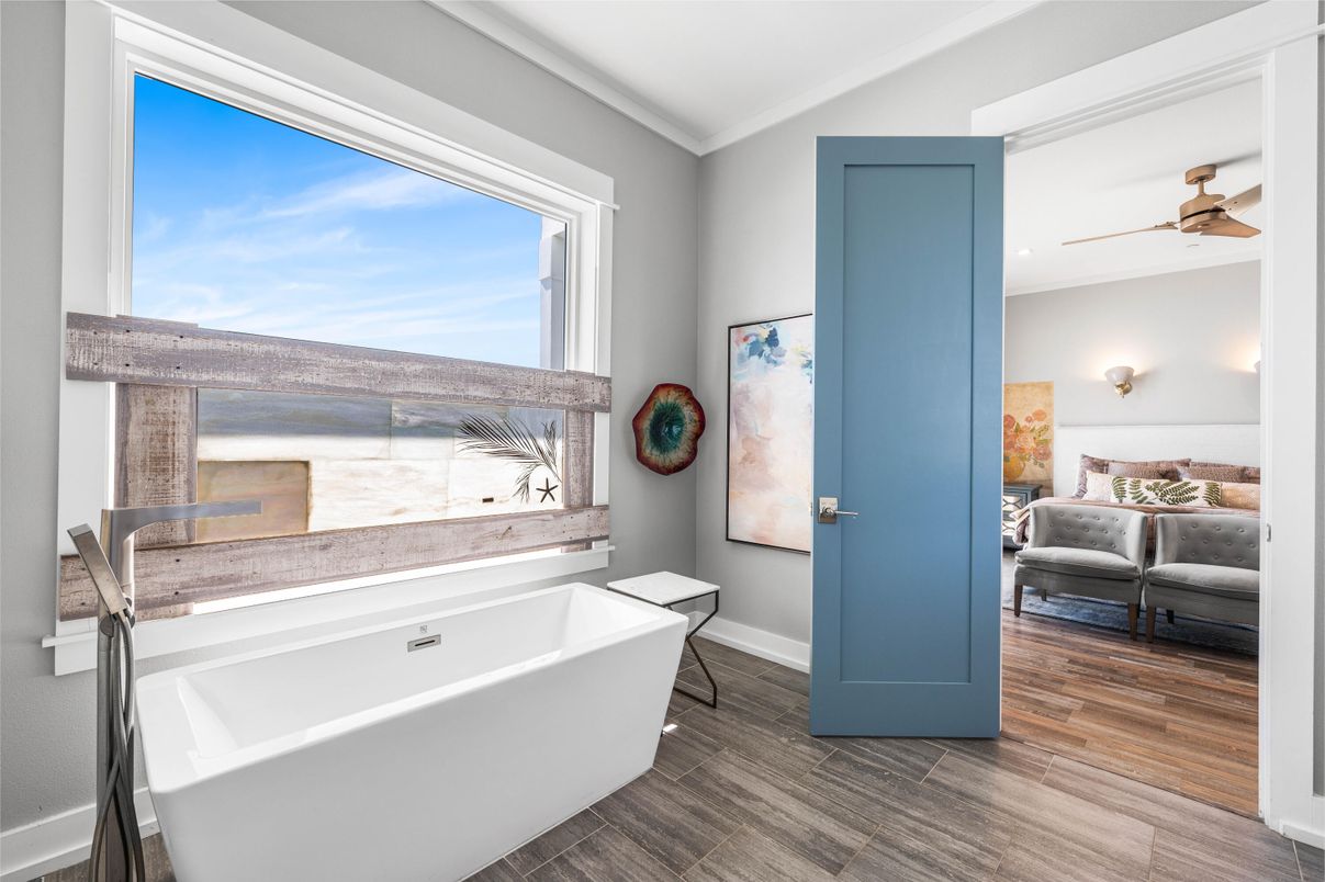 Bathroom, Free Standing Baths, Interior, Wood Texture Flooring