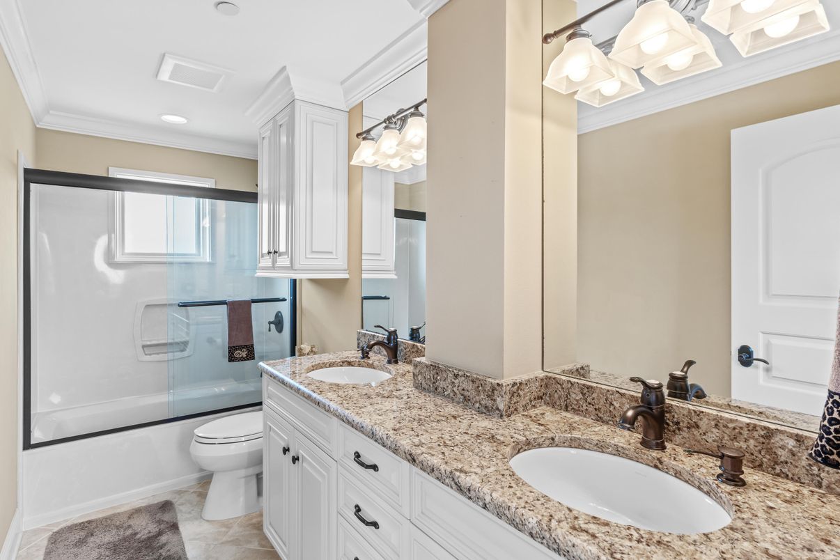 Bathroom, Dual Sink Vanities, Glass Shower, Interior, Recessed Lighting