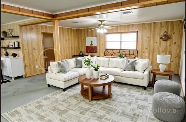 Interior, Living room, Wooden Walls