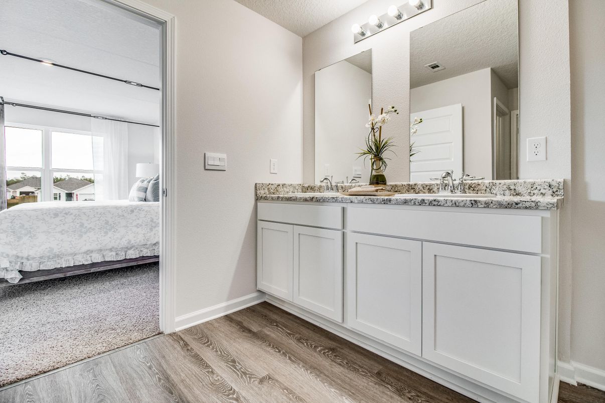 Bathroom, Bedroom, Dual Sink Vanities, Interior, Wood Texture Flooring