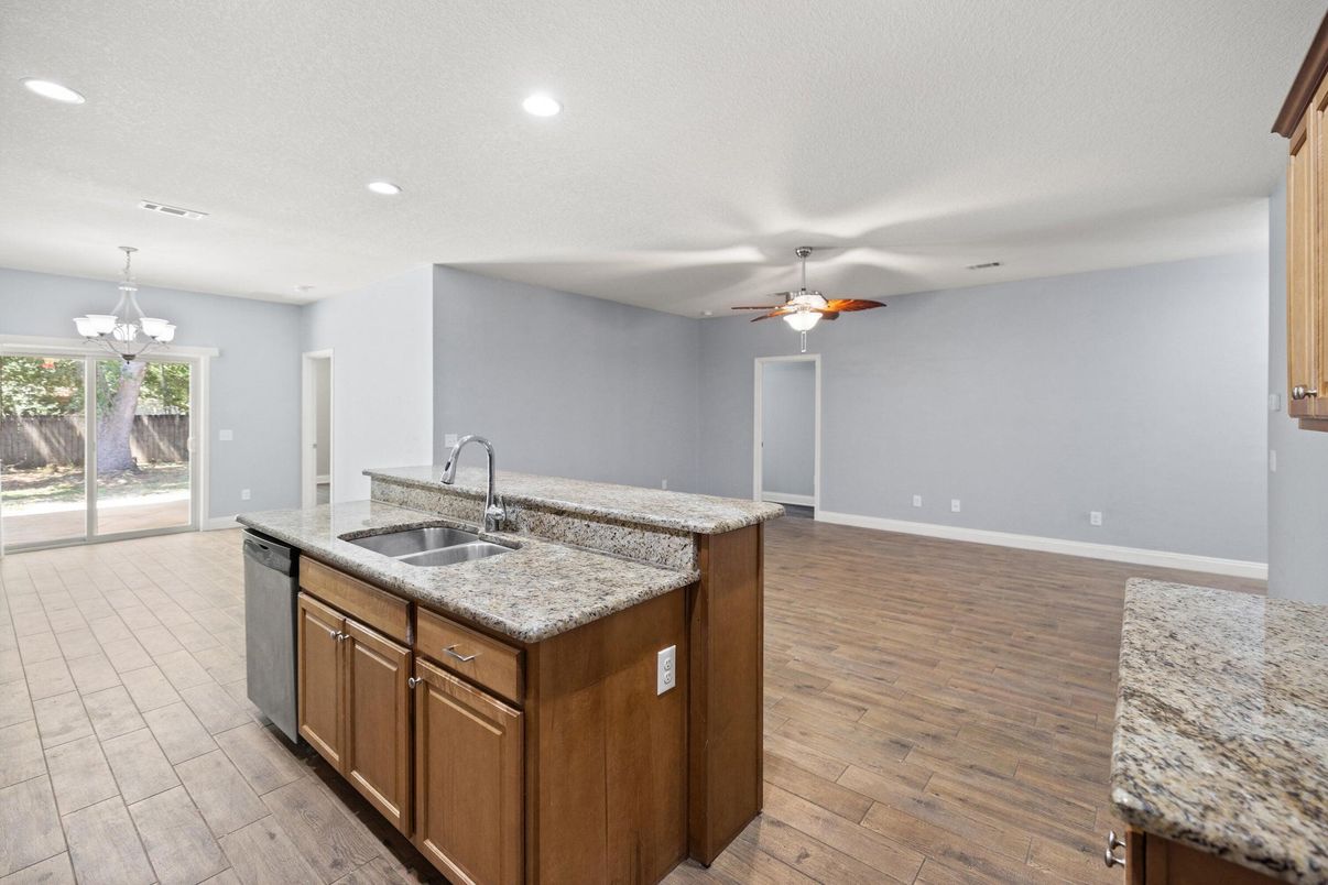 Interior, Kitchen, Recessed Lighting, Wood Texture Flooring