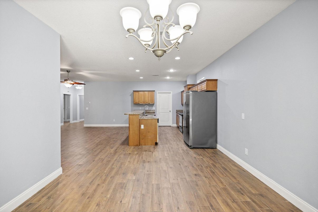 Interior, Kitchen, Recessed Lighting, Wood Texture Flooring