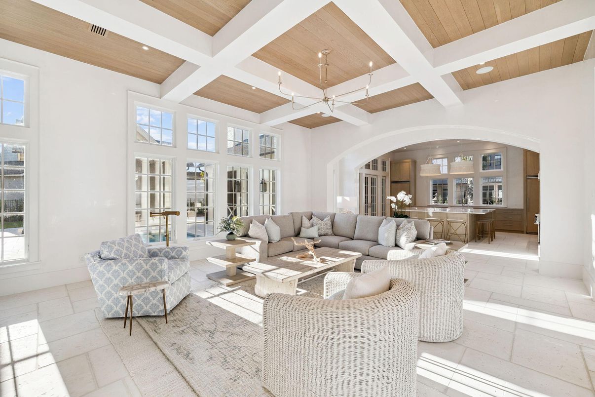 Interior, Living room, Recessed Lighting, Wooden Ceilings
