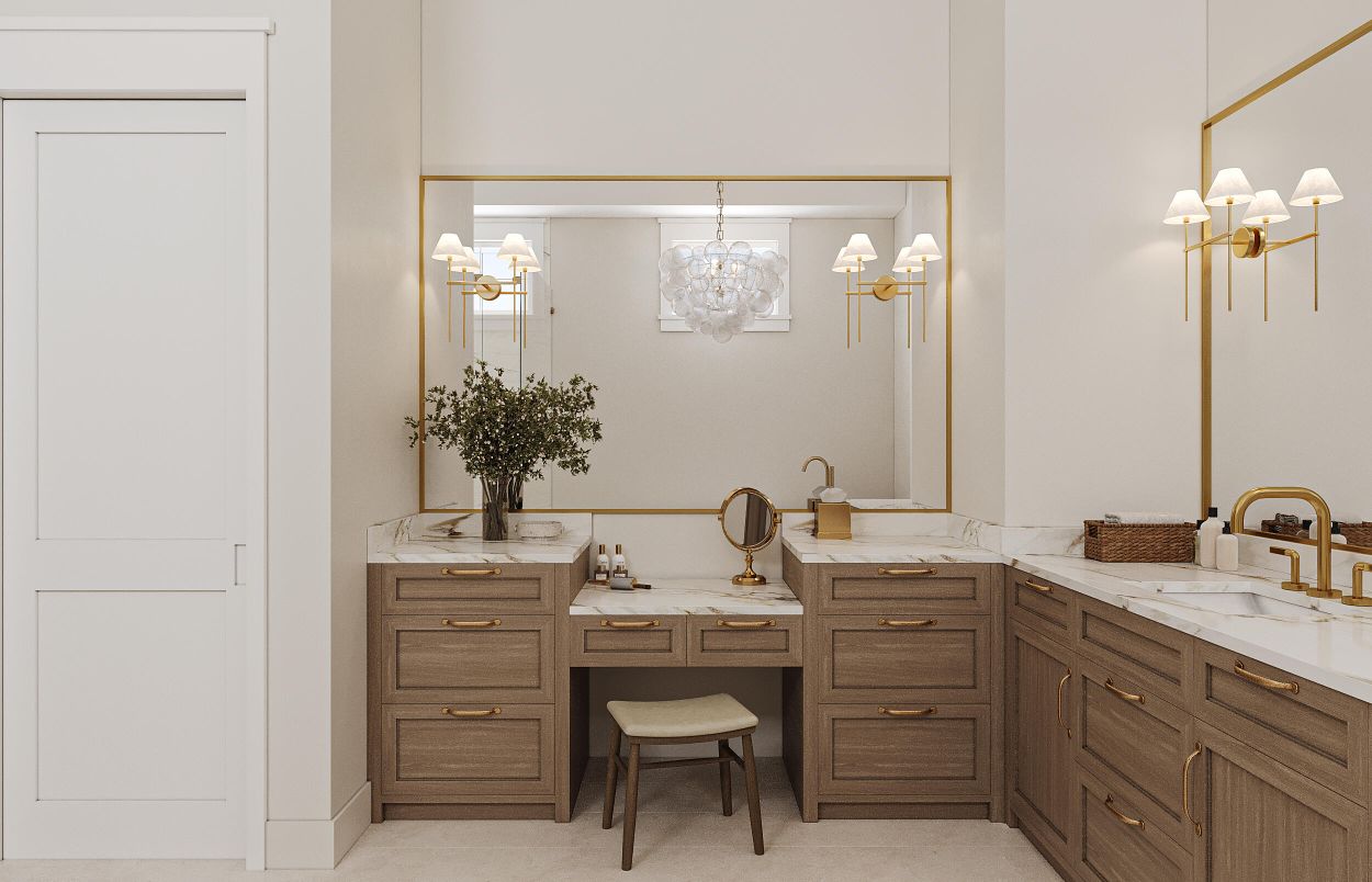 Bathroom, Chandelier, Dual Sink Vanities, Interior