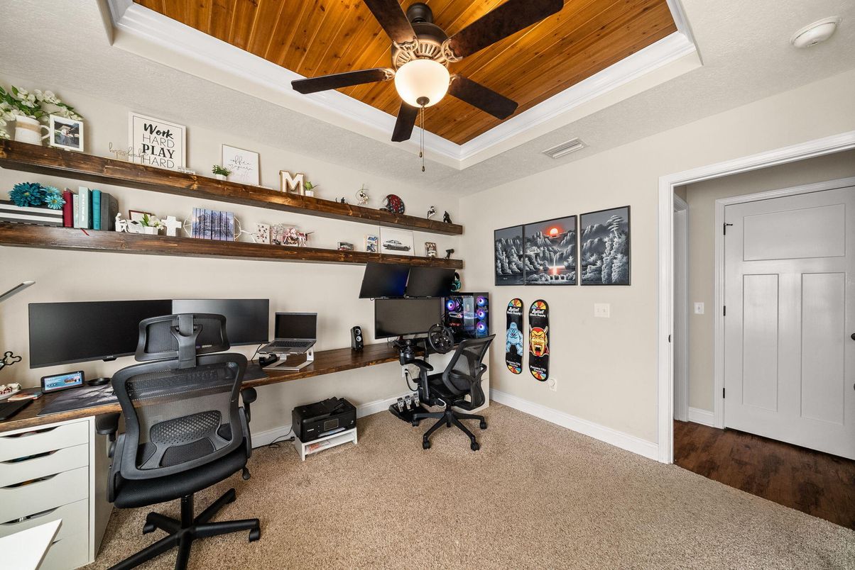 Home Office, Interior, Wooden Ceilings, Wood Texture Flooring