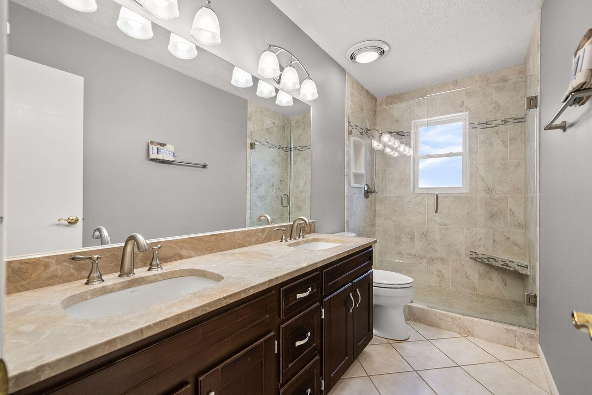 Bathroom, Dual Sink Vanities, Glass Shower, Interior
