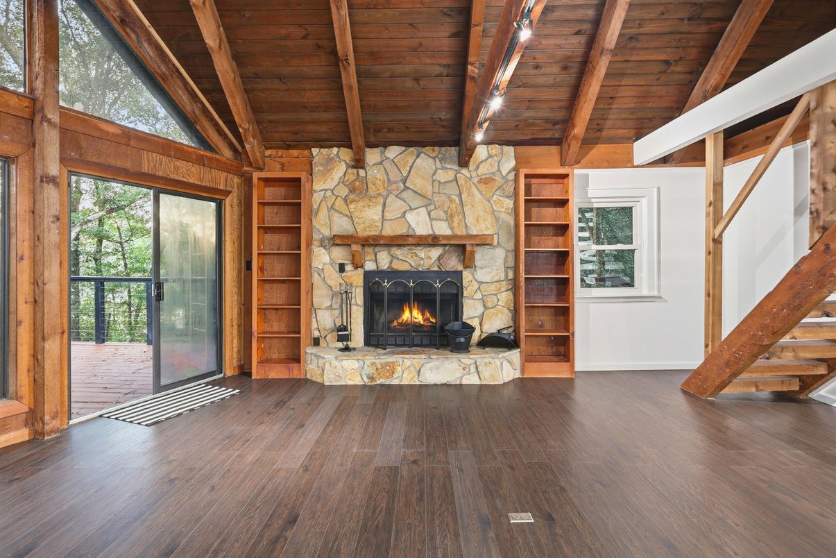 Fireplace, Interior, Stone Walls, Wooden Beams, Wooden Ceilings, Wood Texture Flooring, Wooden Walls