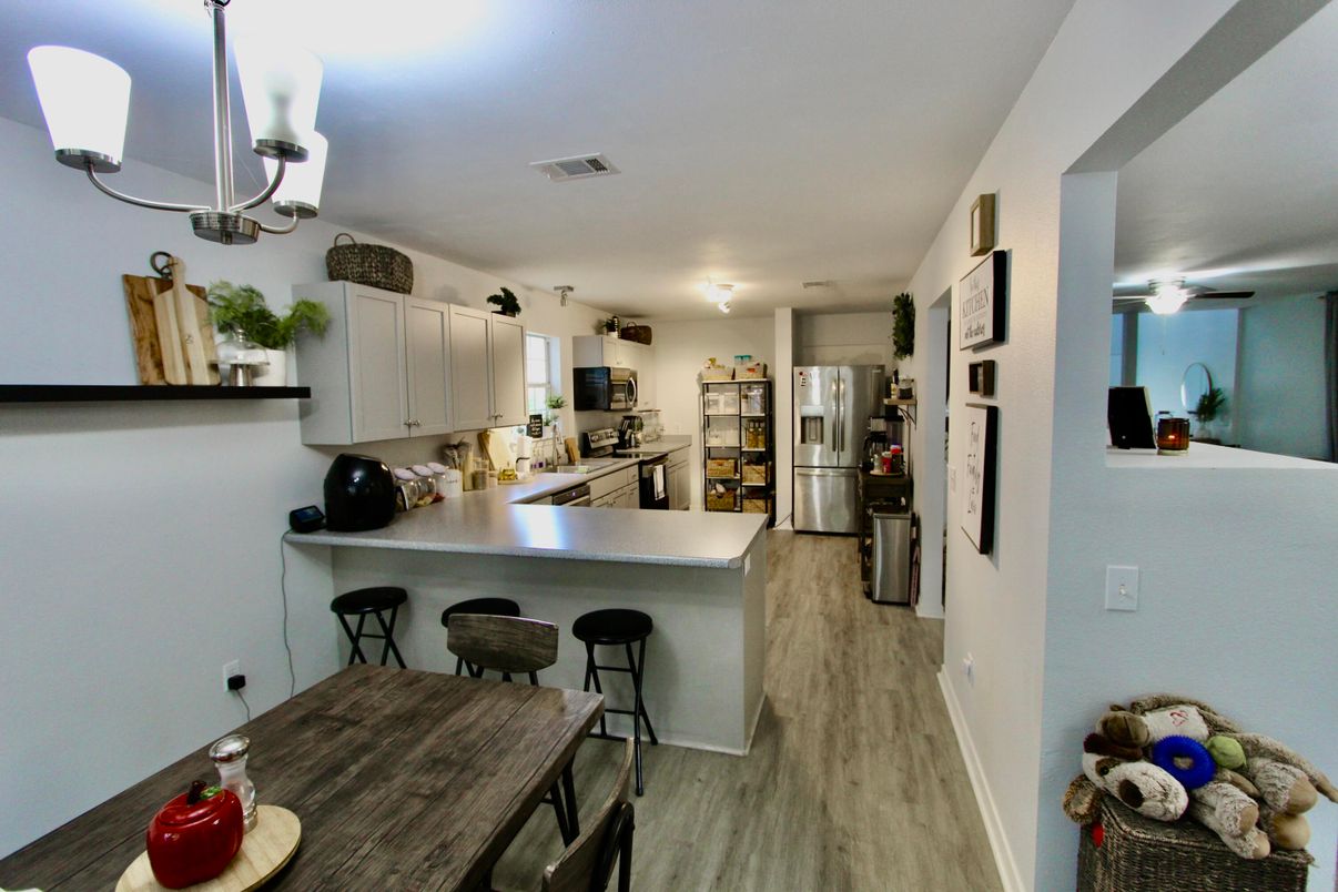 Interior, Kitchen, Stainless Steel Appliances, Wood Texture Flooring
