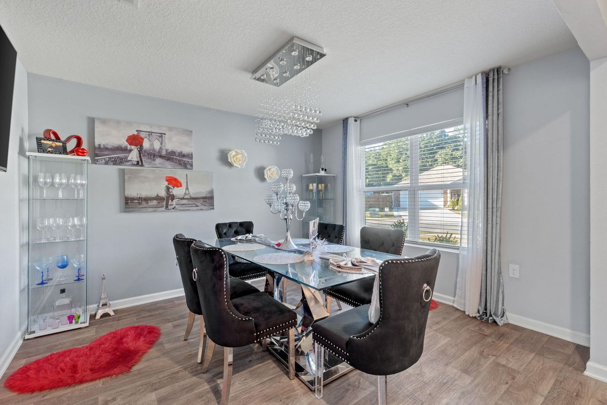 Chandelier, Dining room, Interior, Wood Texture Flooring