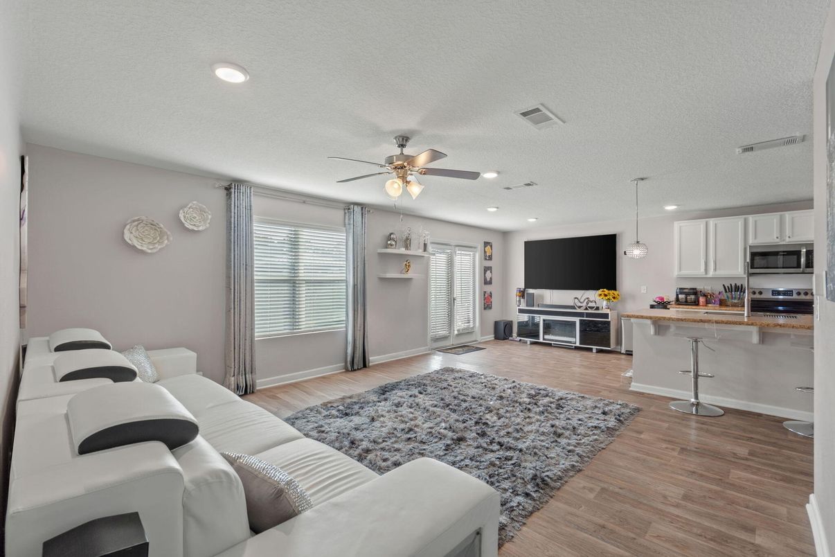 Interior, Kitchen, Living room, Pendant Lights, Recessed Lighting, Stainless Steel Appliances, Wood Texture Flooring