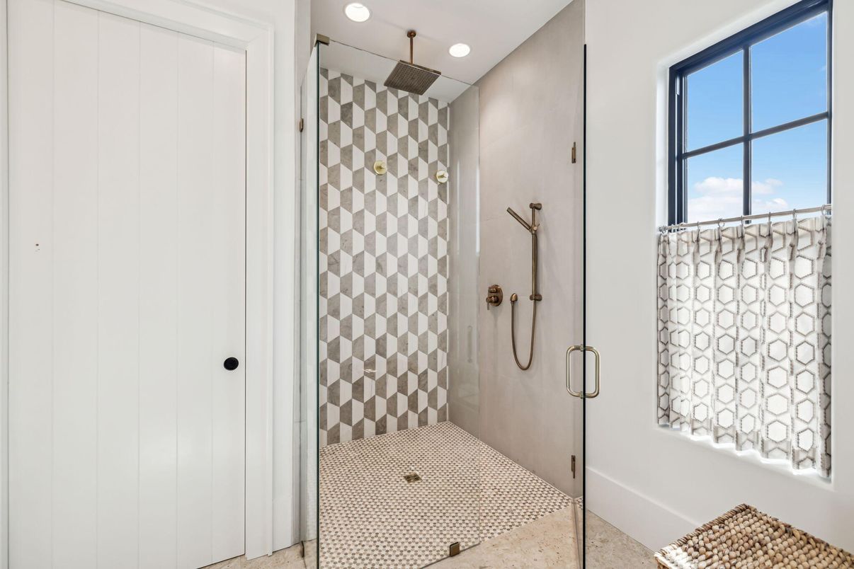 Bathroom, Glass Shower, Interior, Recessed Lighting