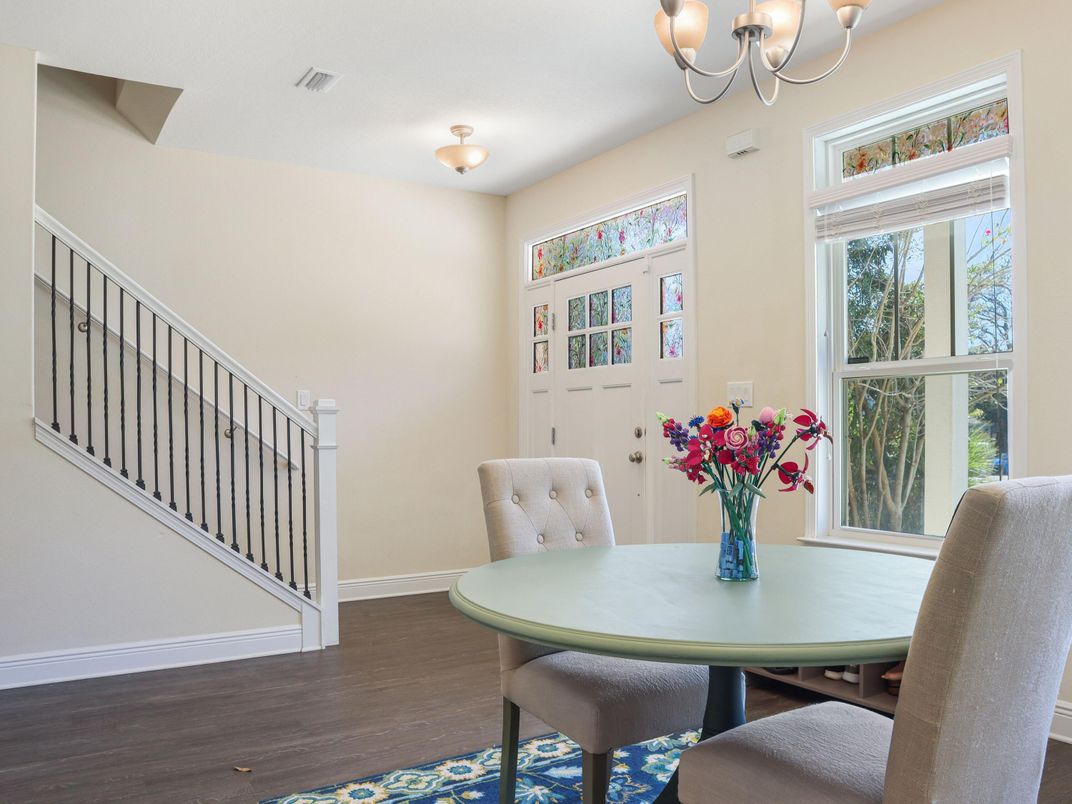Chandelier, Dining room, Interior, Wood Texture Flooring