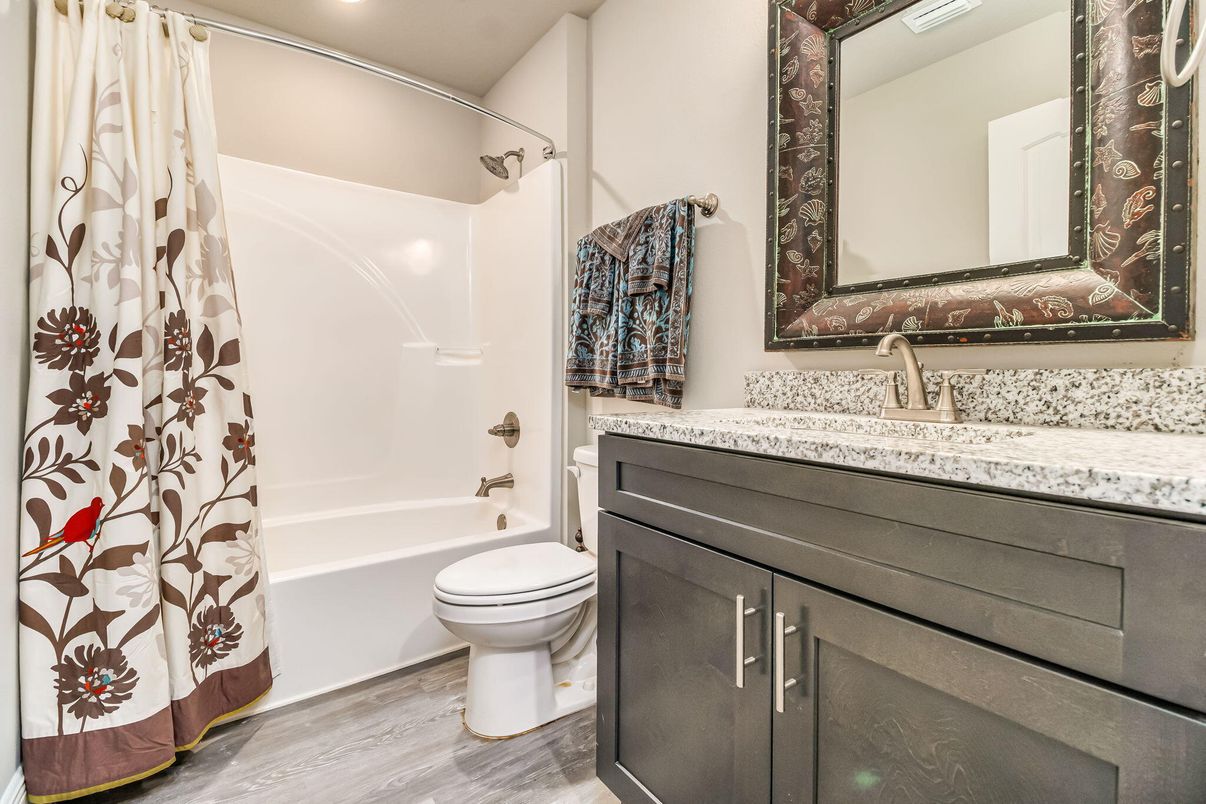 Bathroom, Interior, Recessed Lighting, Wood Texture Flooring