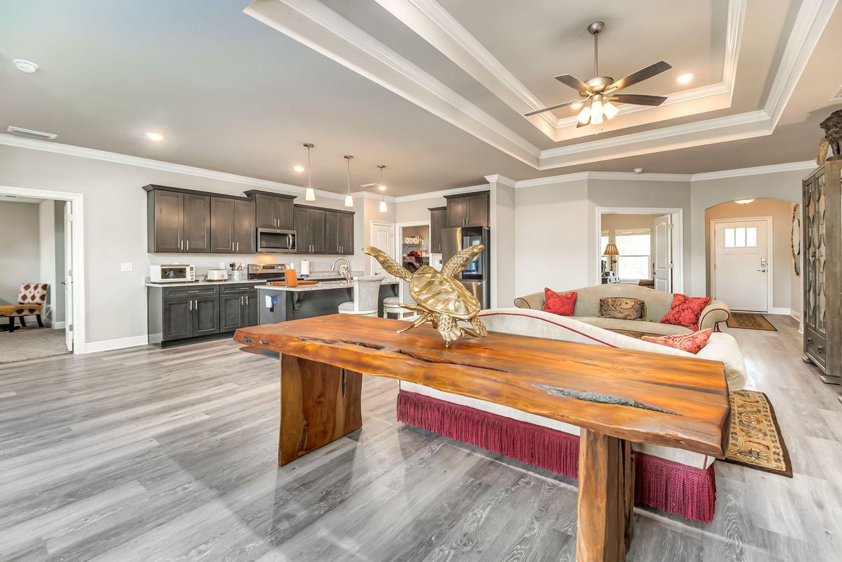 Interior, Kitchen, Living room, Pendant Lights, Recessed Lighting, Stainless Steel Appliances, Wood Texture Flooring