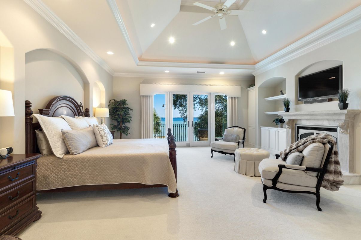 Bedroom, Fireplace, Interior, Recessed Lighting