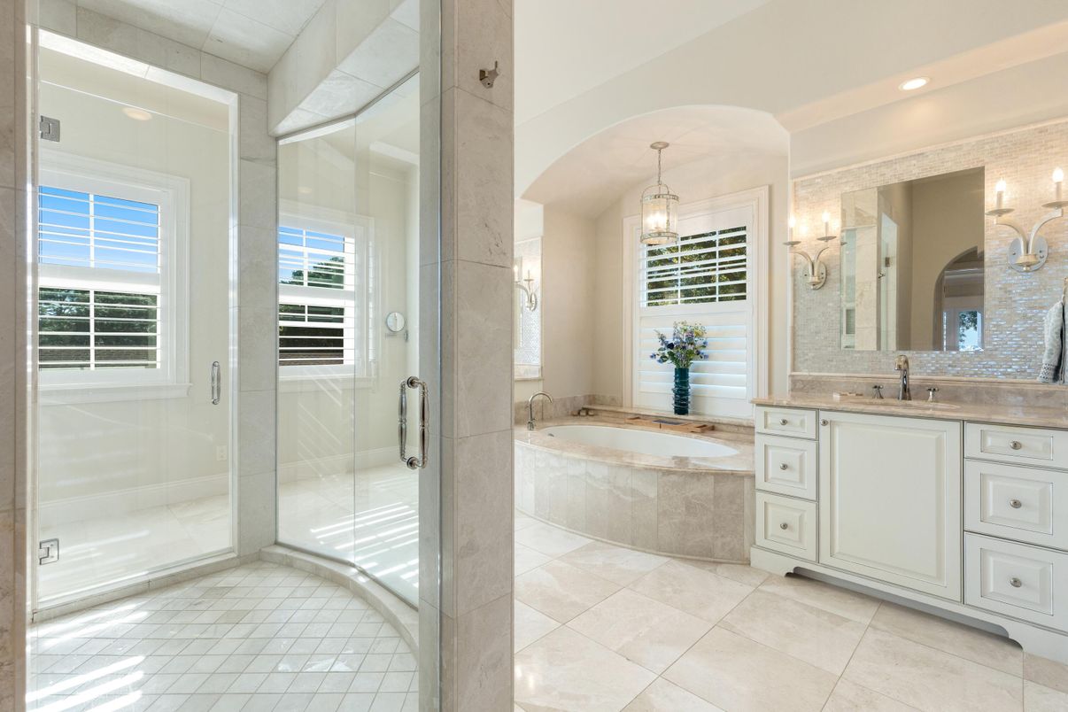 Bathroom, Glass Shower, Interior, Recessed Lighting