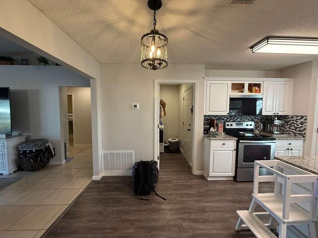 Interior, Kitchen, Pendant Lights, Stainless Steel Appliances, Wood Texture Flooring