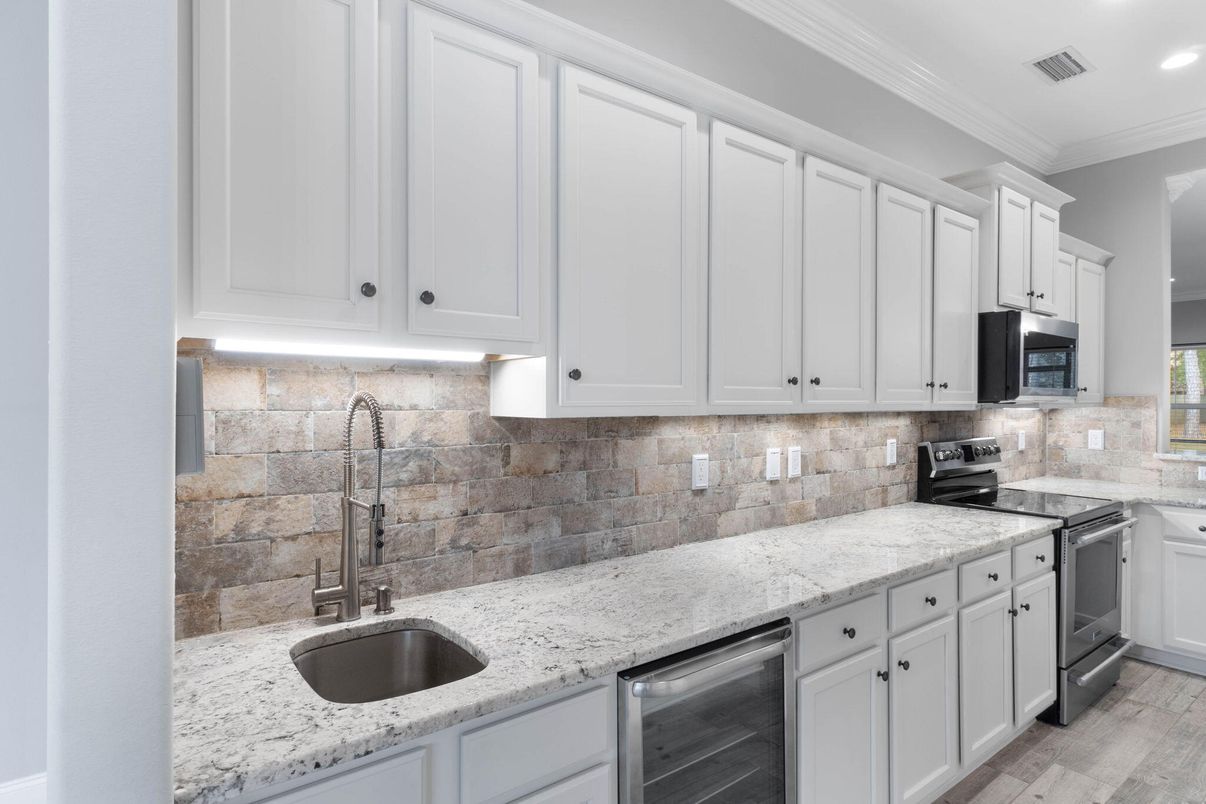 Interior, Kitchen, Recessed Lighting, Wood Texture Flooring