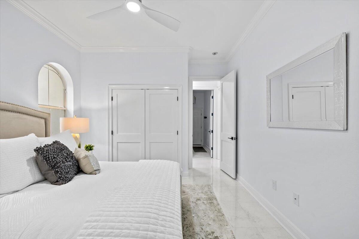 Bedroom, Interior, Marble, Recessed Lighting