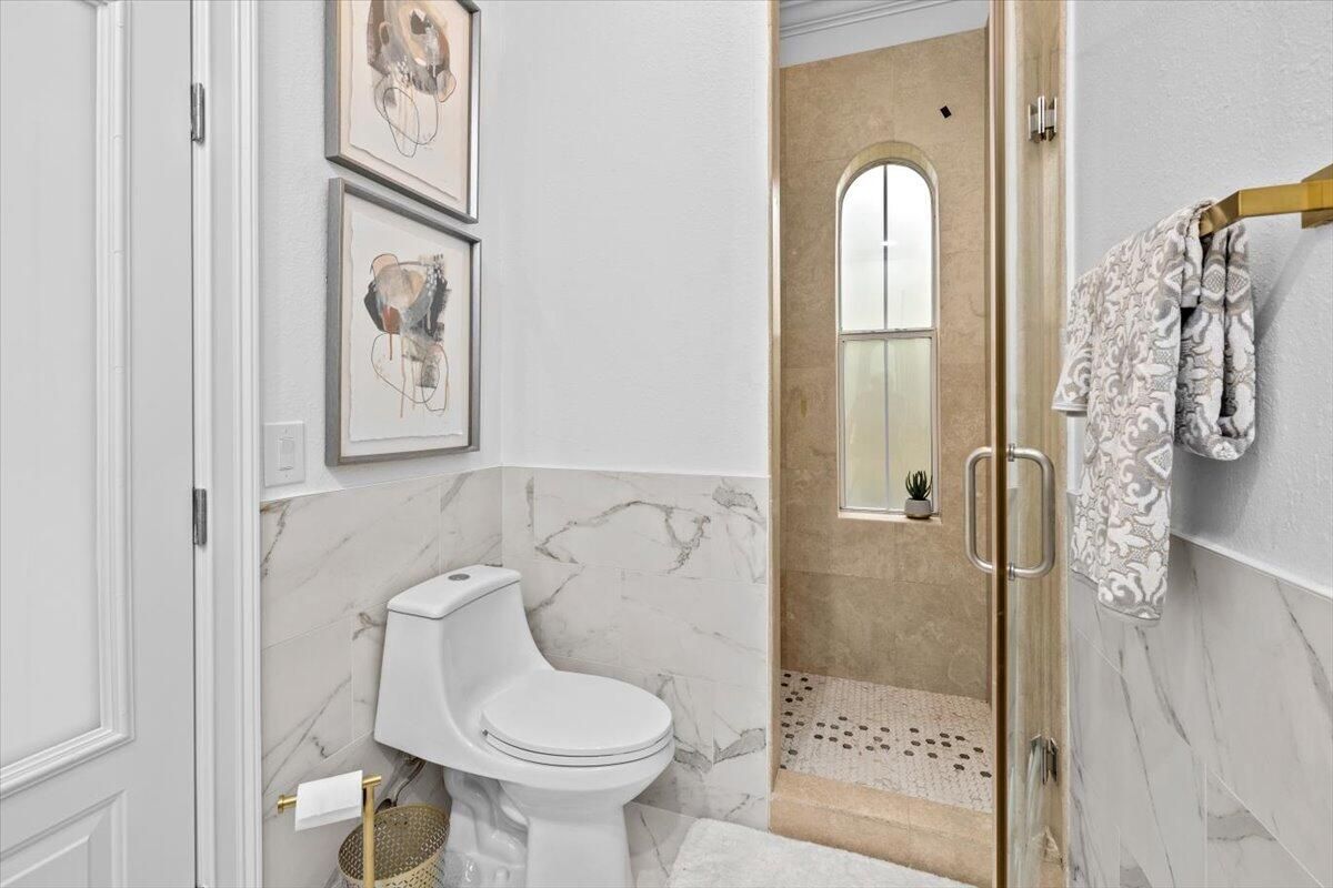 Bathroom, Glass Shower, Interior, Marble Walls