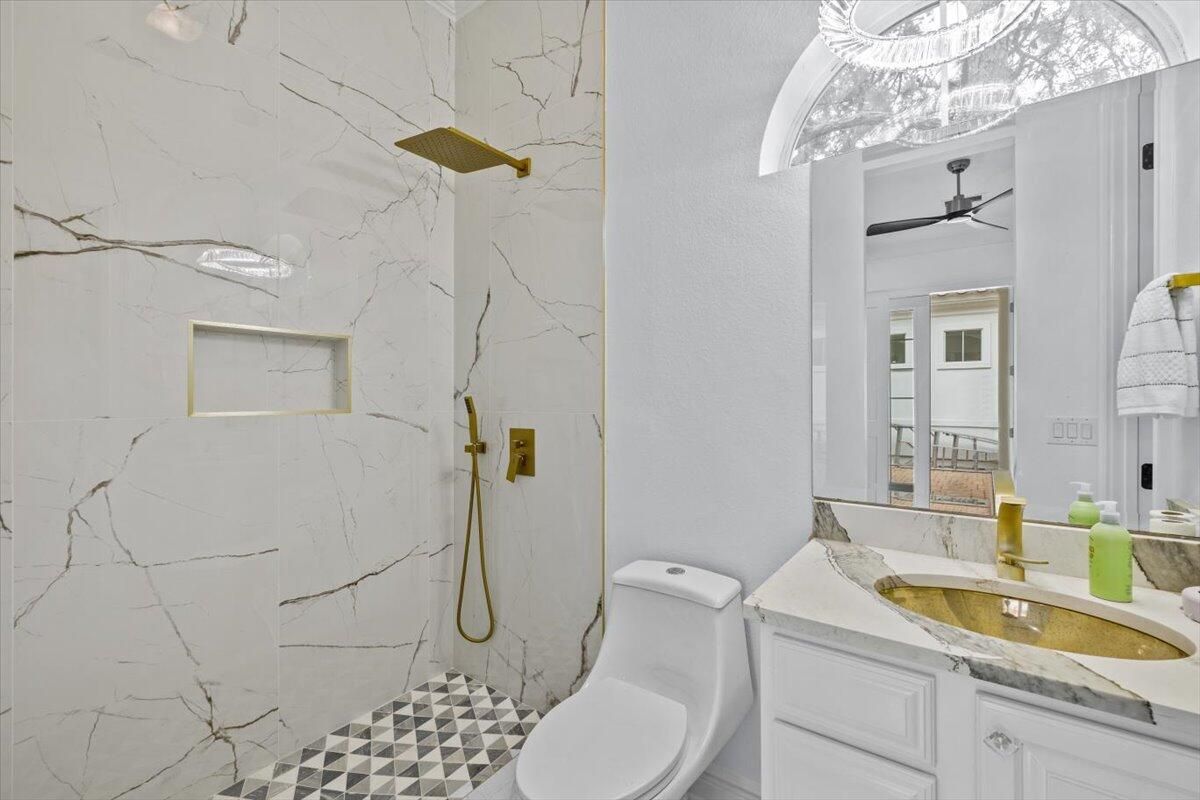 Bathroom, Glass Shower, Interior, Marble Walls