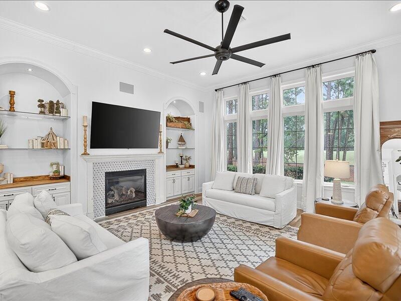 Fireplace, Interior, Living room, Recessed Lighting