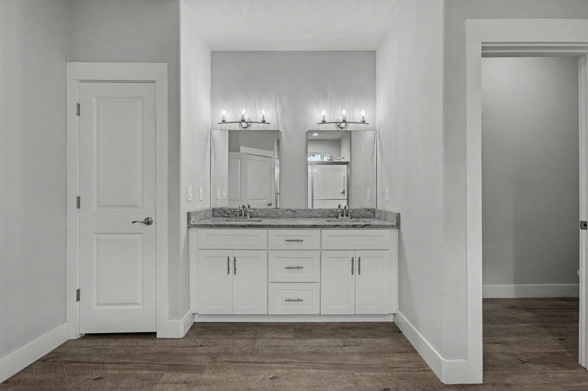 Bathroom, Dual Sink Vanities, Interior, Wood Texture Flooring
