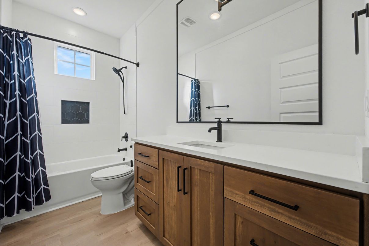 Bathroom, Interior, Recessed Lighting, Wood Texture Flooring