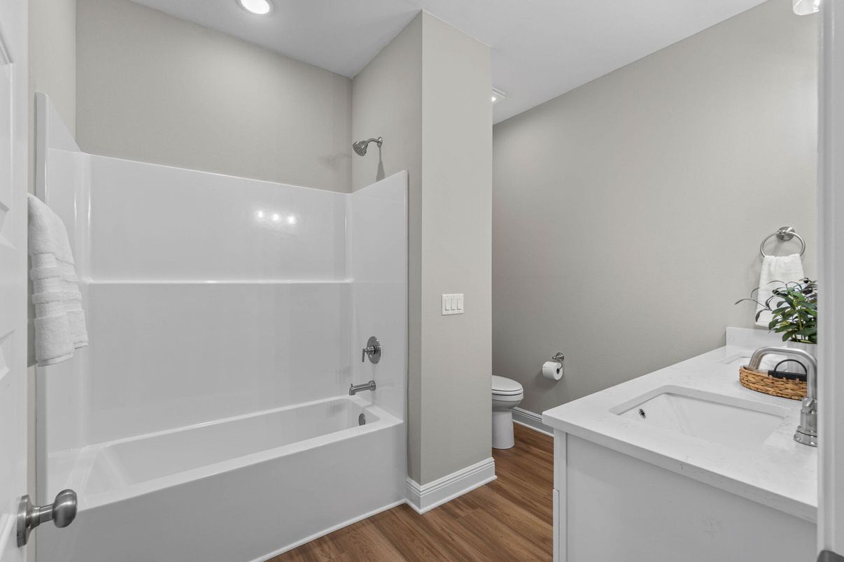 Bathroom, Interior, Recessed Lighting, Wood Texture Flooring